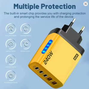 Xiaomi 240W 5-in-1 GaN Desktop Ladegerät – Schnellladeadapter mit 3x PD & 2x USB, 10A USB-C zu Type-C Kabel, High Speed Charger für iPhone 16/15 Pro, Laptop & Tablet