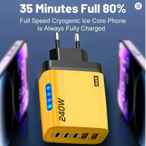 Xiaomi 240W 5-in-1 GaN Desktop Ladegerät – Schnellladeadapter mit 3x PD & 2x USB, 10A USB-C zu Type-C Kabel, High Speed Charger für iPhone 16/15 Pro, Laptop & Tablet