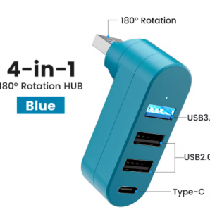 USB Hub 3.0 Adapter mit 4 Ports – High Speed USB Splitter & U Disk Reader, Typ-C Anschluss, Drehbar, Für Xiaomi, MacBook, Laptop & PC Zubehör